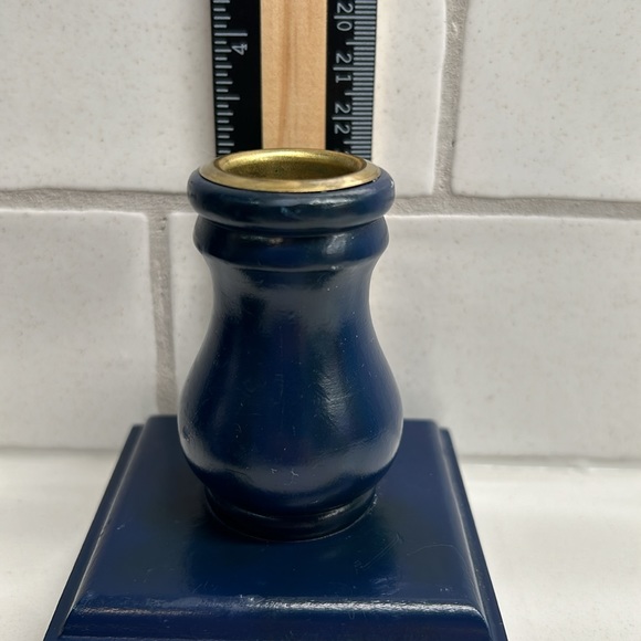 🌻4/$20 VTG Wooden Blue Taper Candleholders Hand Made  Polarco Inc. - Picture 11 of 11